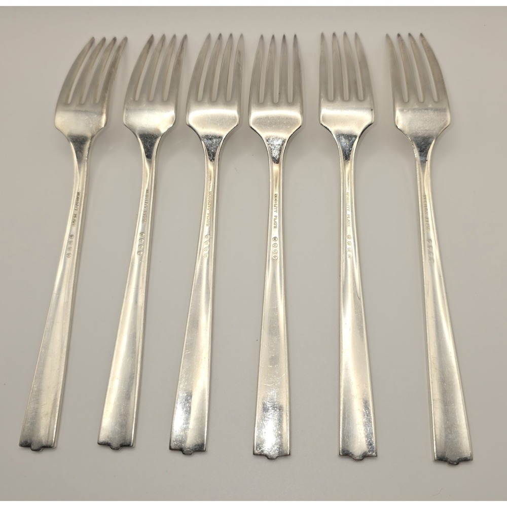 Vintage 1937 Oneida Nobility Plate Caprice Silverplate Dinner Forks Set 6-939 - Picture 3 of 5